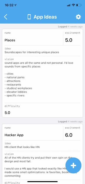 screenshot showing a list of log entries
