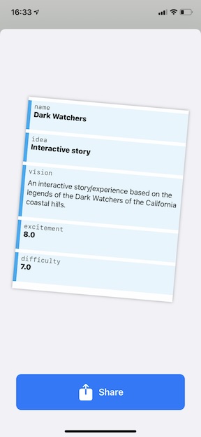 screenshot showing a log entry being shared